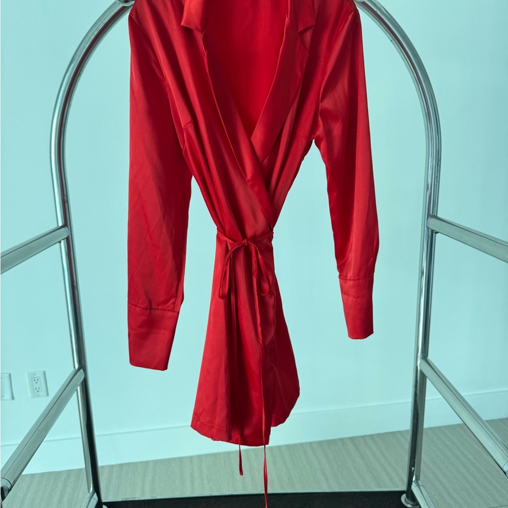 Rap-around Satin Red Dress New Without Tags
